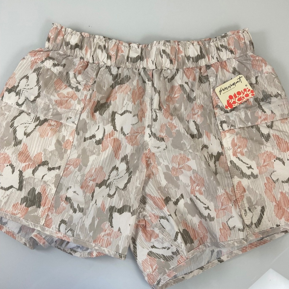 Free People Movement Shorts XS Ivory Combo Floral Print Elastic Waist Pockets